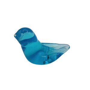 Glass Blue Bird Vintage 1991 Etched Art 1.25 Inches Signed Leo Ward Miniature